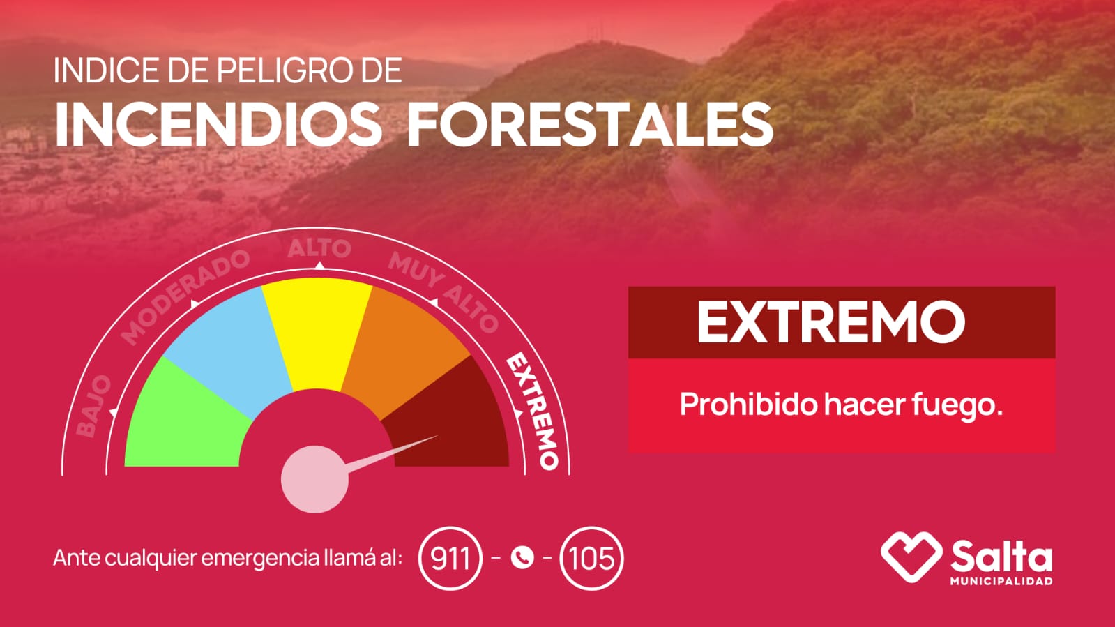 El alerta por incendios forestales se mantendrá en Extremo durante toda la semana
